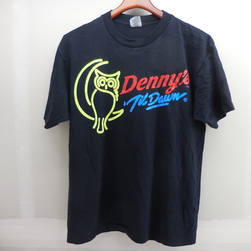 Vintage Dennys Til Dawn Owl T Shirt Black Lifes Too Short To Sleep Belton Large